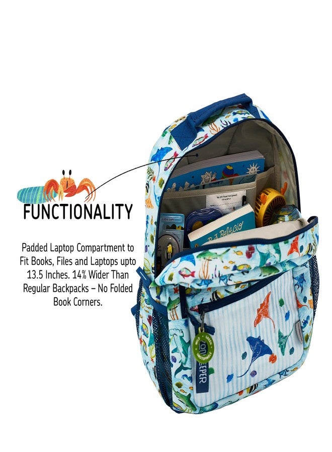 ZOOKEEPER School Bag for Boys & Girls 5-7 Years Lightweight, Water-Resistant Kids Backpack for School & Outdoor Use Cute Light Ocean Design, Durable & Comfortable (Light Blue Ocean, 17 Litres) - Image 2